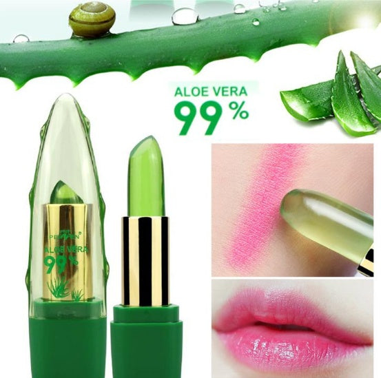 Aloe Vera Gel Color Changing Lipstick Gloss Moisturizer Anti-Drying Desalination Fine-grain Lip Balm Care