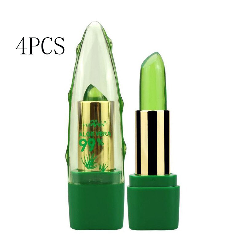 Aloe Vera Gel Color Changing Lipstick Gloss Moisturizer Anti-Drying Desalination Fine-grain Lip Balm Care