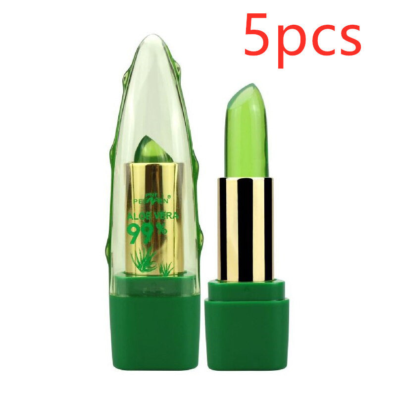 Aloe Vera Gel Color Changing Lipstick Gloss Moisturizer Anti-Drying Desalination Fine-grain Lip Balm Care