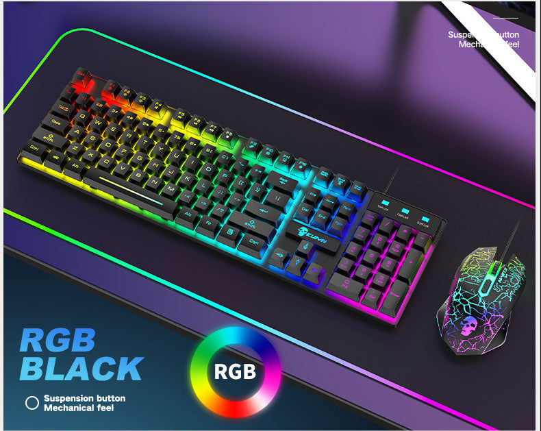 Kuiying T6RGB Leuchtende Gaming-Tastatur + Kostenloses Gaming-Maus-Set