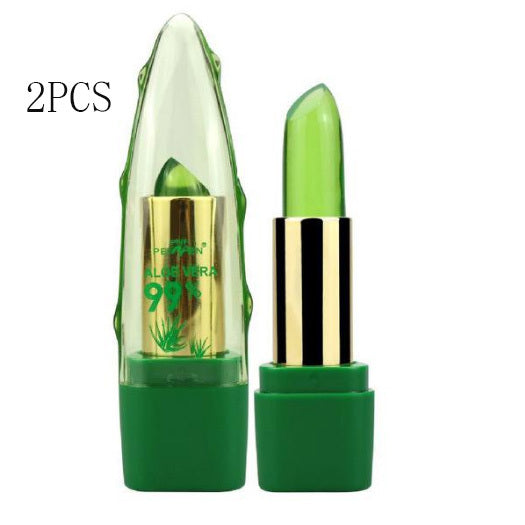 Aloe Vera Gel Color Changing Lipstick Gloss Moisturizer Anti-Drying Desalination Fine-grain Lip Balm Care