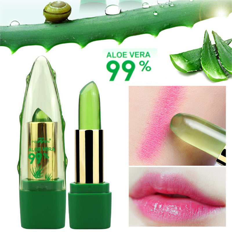 Aloe Vera Gel Color Changing Lipstick Gloss Moisturizer Anti-Drying Desalination Fine-grain Lip Balm Care